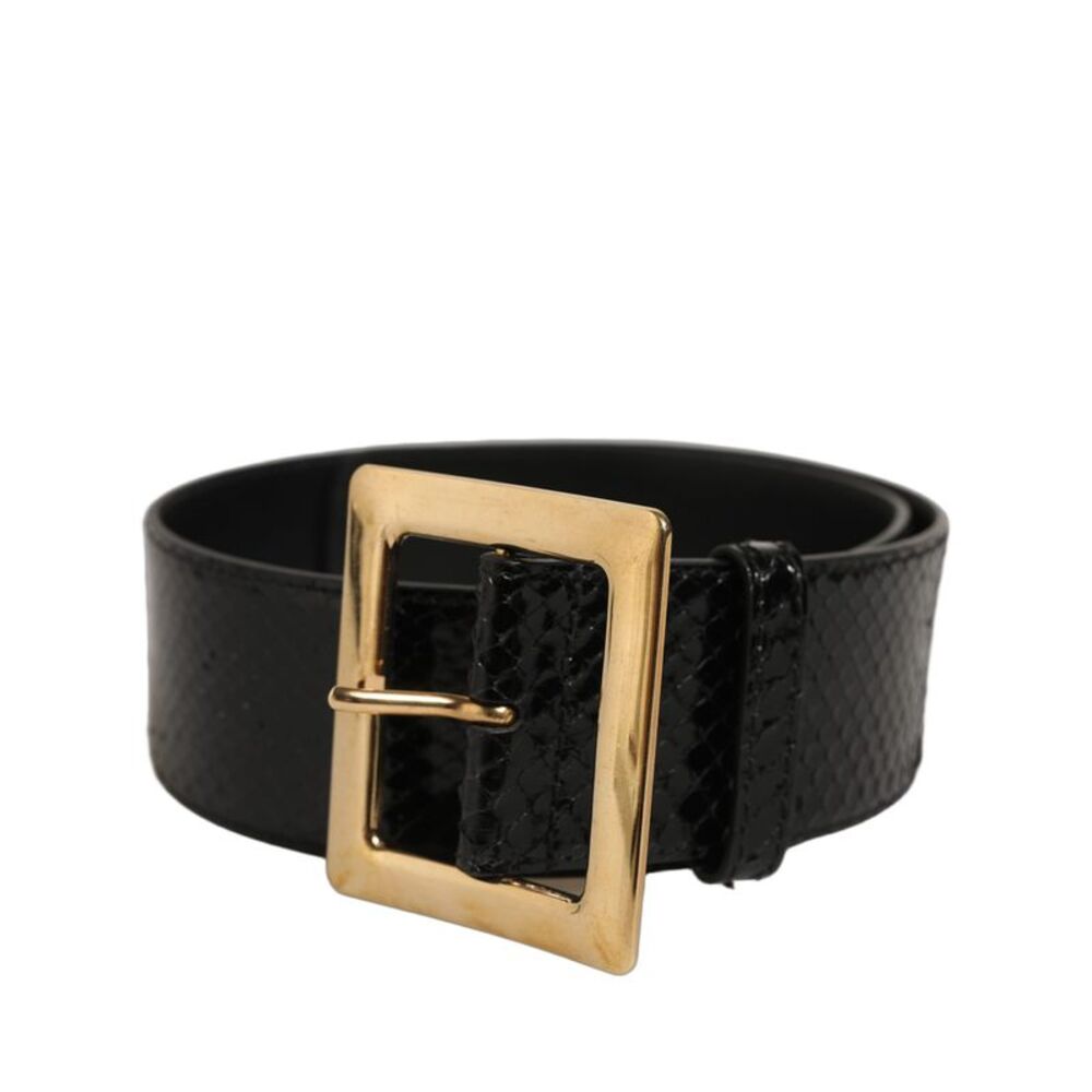 Dolce & Gabbana Black Exotic Leather Gold Metal Buckle Women's Belt